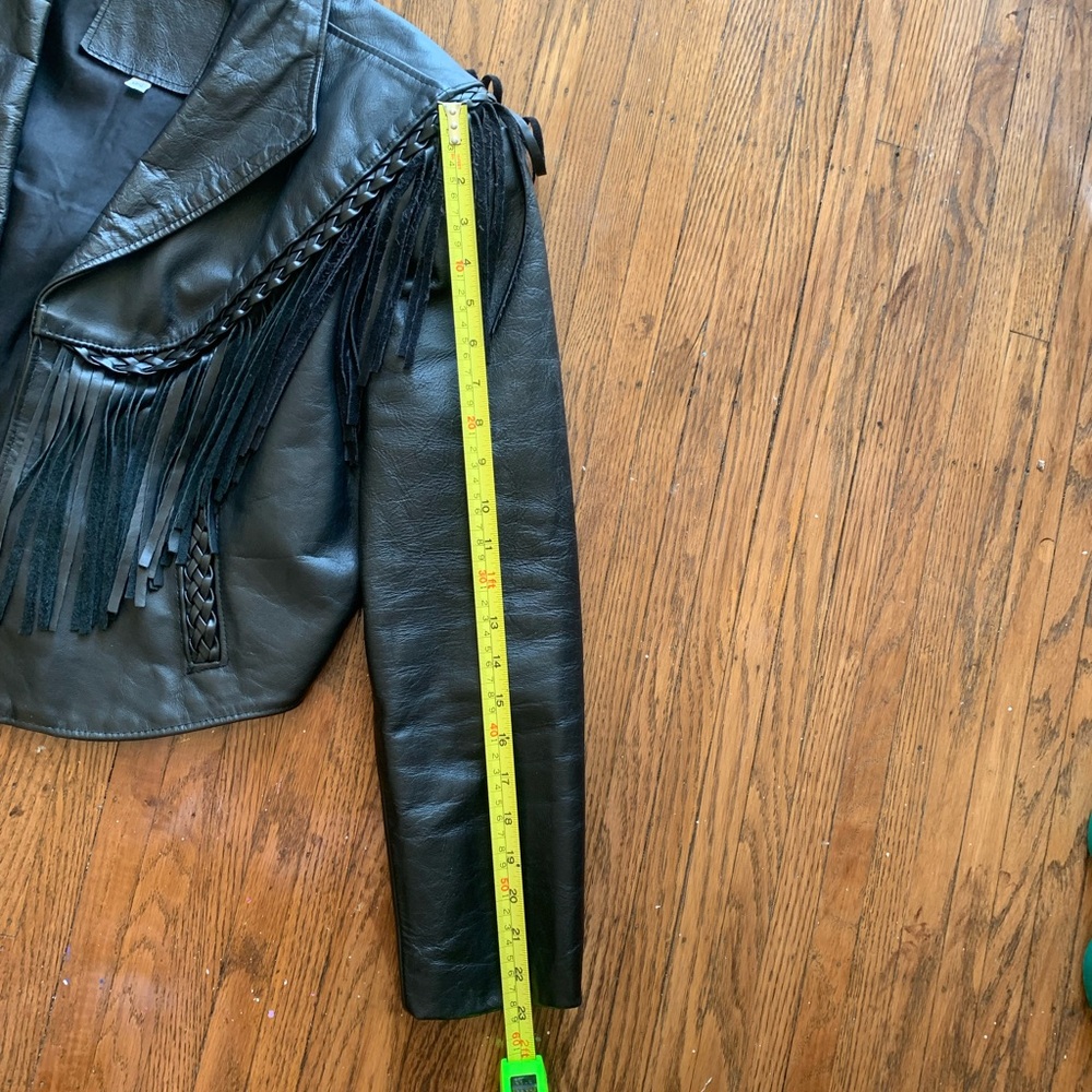 Vintage Black Fringe Leather Cropped Jacket - Women - Picture 16 of 16